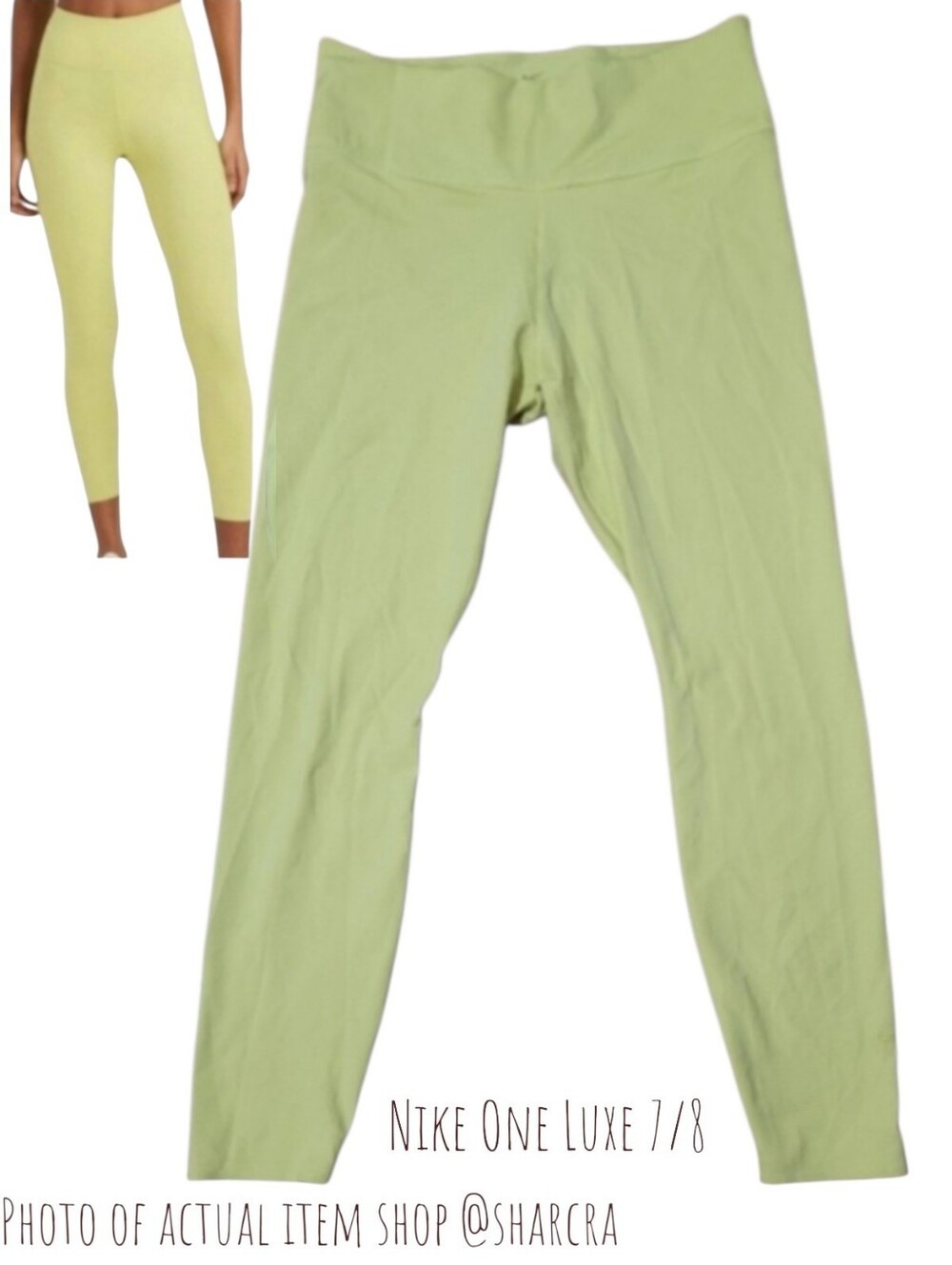 Nike  Women's One Luxe 7/8 running Tights soft yellow cropped leggings yellow M